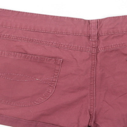 Denim Co. Womens Purple  Cotton Hot Pants Shorts Size 10 L3 in Regular Button