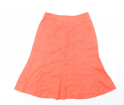 Marks and Spencer Womens Pink  Linen A-Line Skirt Size 10   Zip