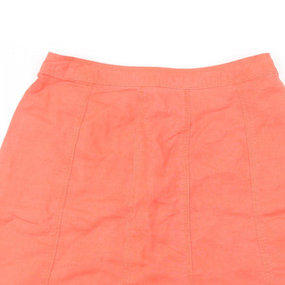 Marks and Spencer Womens Pink  Linen A-Line Skirt Size 10   Zip