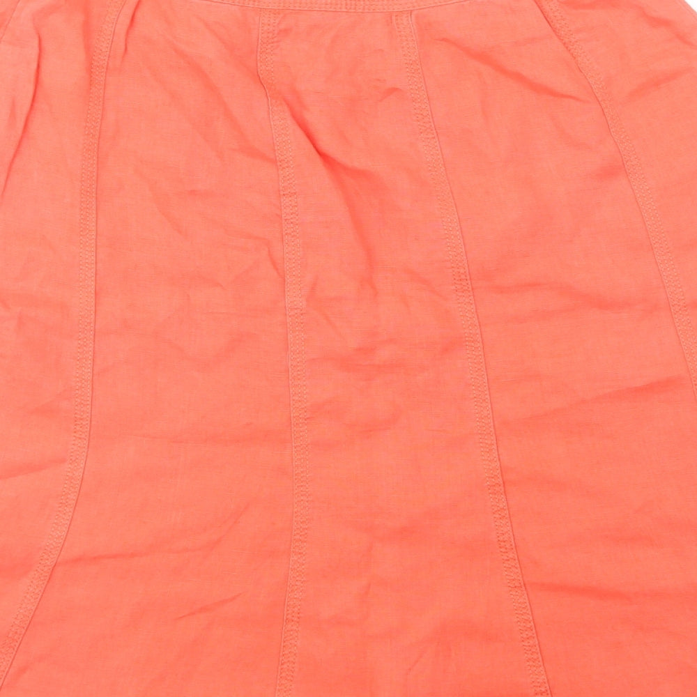 Marks and Spencer Womens Pink  Linen A-Line Skirt Size 10   Zip