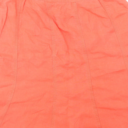 Marks and Spencer Womens Pink  Linen A-Line Skirt Size 10   Zip
