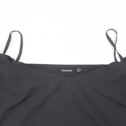 Boohoo Womens Black  Polyester Basic Blouse Size 10 Off the Shoulder