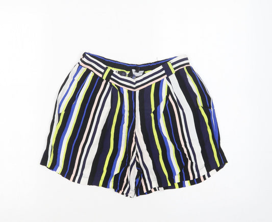 New Look Womens Multicoloured Striped Polyester Paperbag Shorts Size 8 L4 in Regular