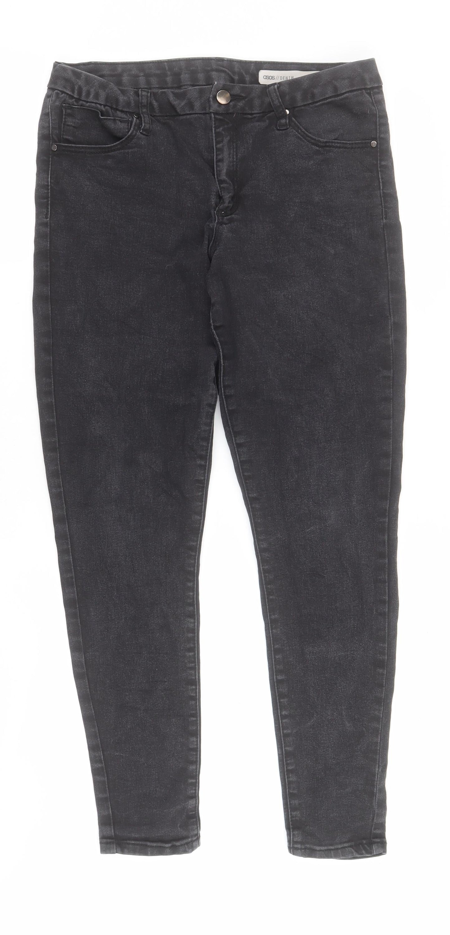 ASOS Womens Black  Cotton Skinny Jeans Size 32 L26 in Regular Zip