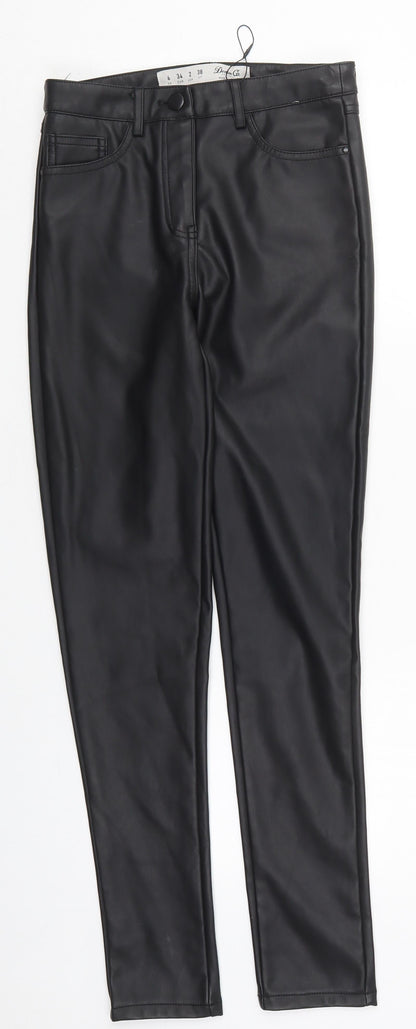 Denim Co Womens Black  Polyurethane Trousers  Size 6 L29 in Regular Button