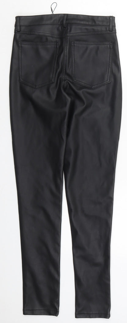 Denim Co Womens Black  Polyurethane Trousers  Size 6 L29 in Regular Button