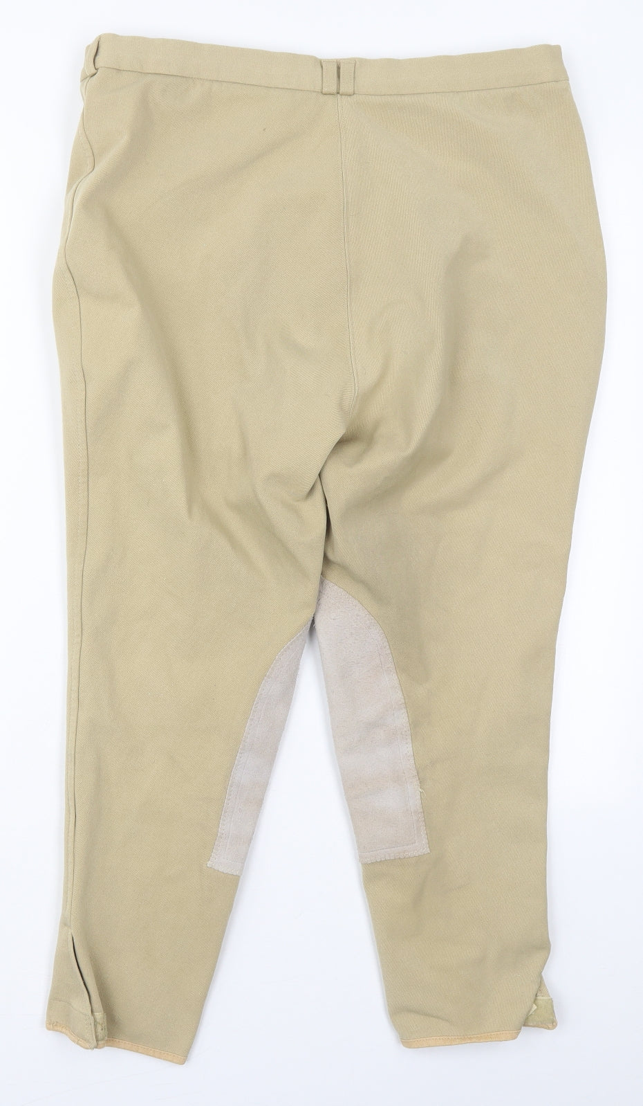 Caldene Womens Beige  Polyester Cropped Trousers Size 32 in L24 in Regular Hook & Eye - Horse Riding