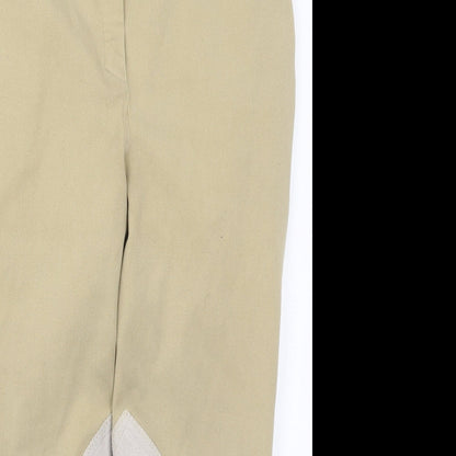 Caldene Womens Beige  Polyester Cropped Trousers Size 32 in L24 in Regular Hook & Eye - Horse Riding