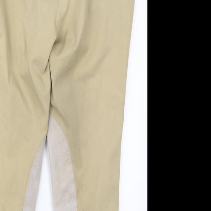 Caldene Womens Beige  Polyester Cropped Trousers Size 32 in L24 in Regular Hook & Eye - Horse Riding