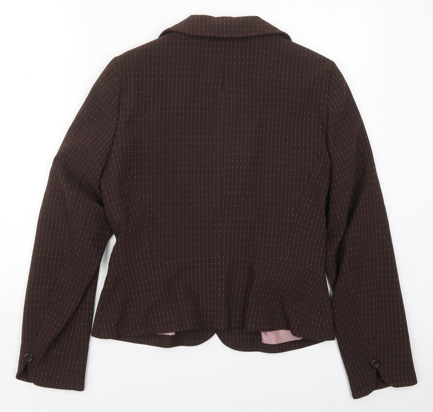 Dorothy Perkins Womens Brown Striped Polyester Jacket Suit Jacket Size 12