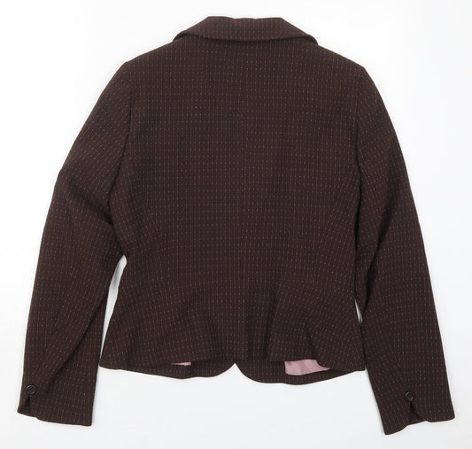 Dorothy Perkins Womens Brown Striped Polyester Jacket Suit Jacket Size 12