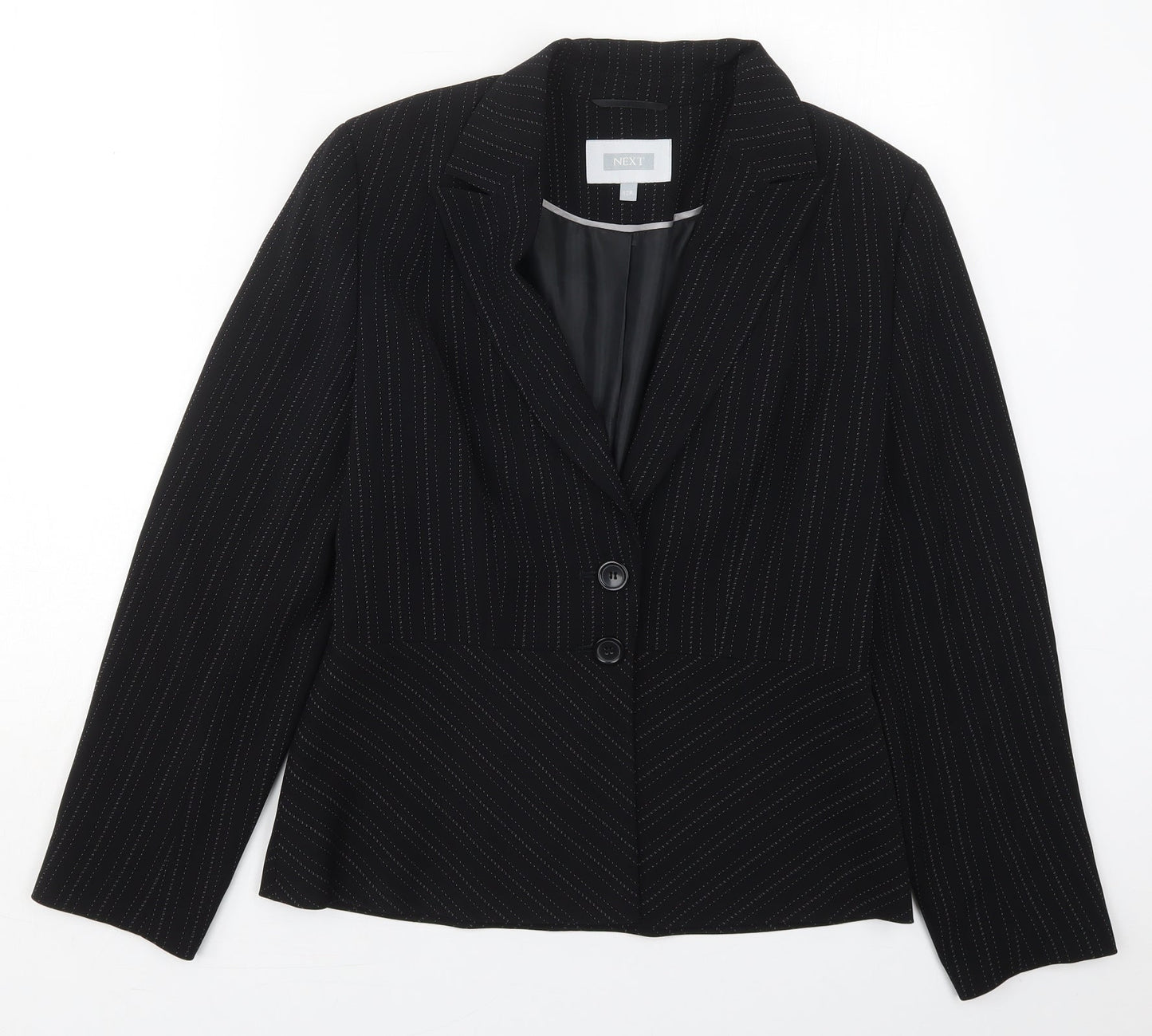 NEXT Womens Black Striped Polyester Jacket Suit Jacket Size 12