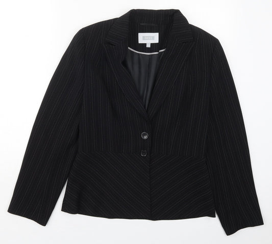NEXT Womens Black Striped Polyester Jacket Suit Jacket Size 12