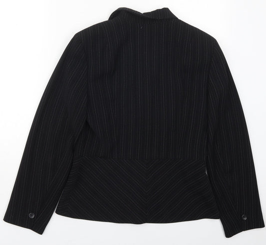 NEXT Womens Black Striped Polyester Jacket Suit Jacket Size 12