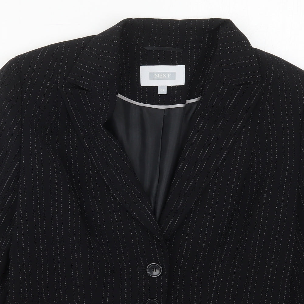 NEXT Womens Black Striped Polyester Jacket Suit Jacket Size 12