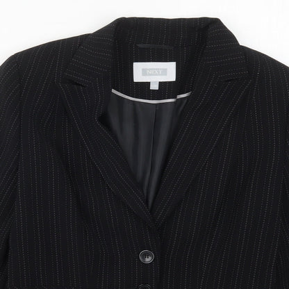 NEXT Womens Black Striped Polyester Jacket Suit Jacket Size 12