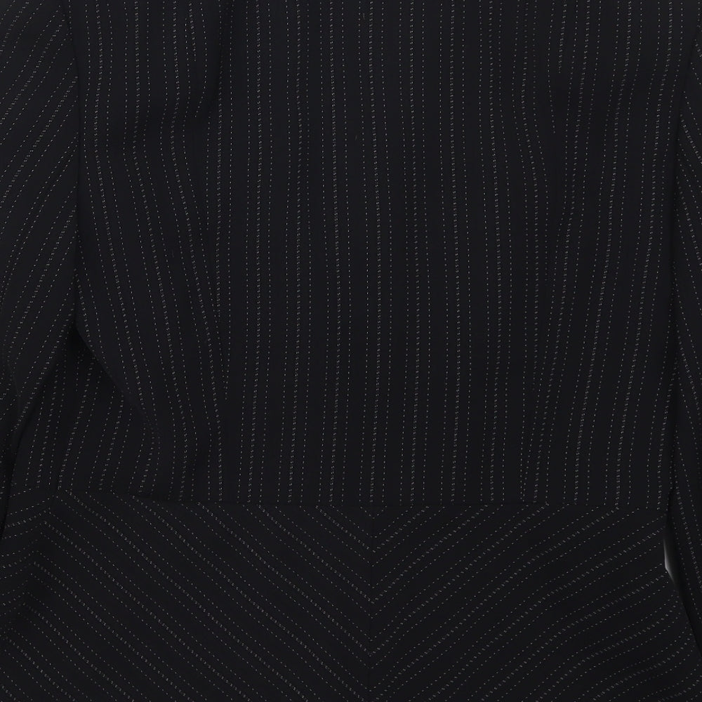 NEXT Womens Black Striped Polyester Jacket Suit Jacket Size 12