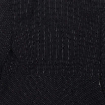 NEXT Womens Black Striped Polyester Jacket Suit Jacket Size 12