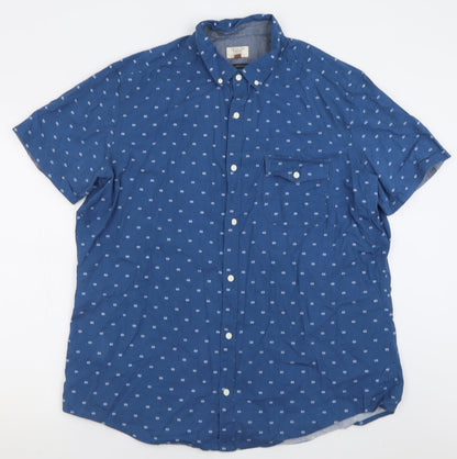 Mens UK Size 2XL NEXT Blue  Button-Up Short Sleeve Casual Shirt