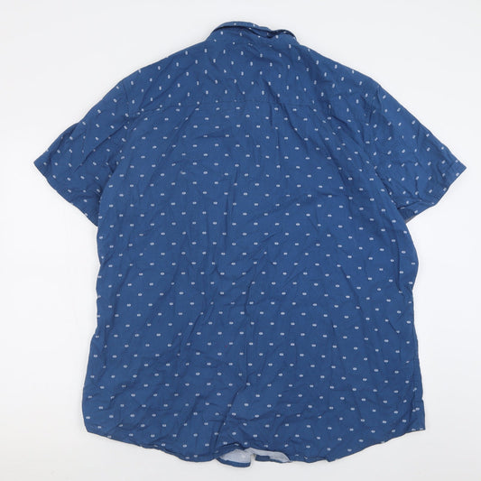 Mens UK Size 2XL NEXT Blue  Button-Up Short Sleeve Casual Shirt