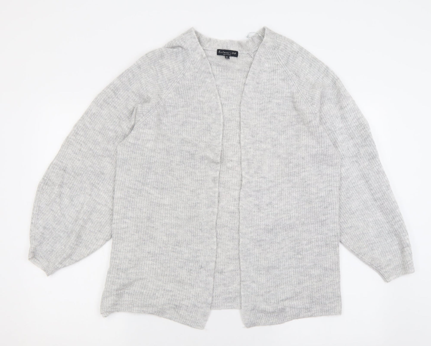 F&F Womens Grey V-Neck  Acrylic Cardigan Jumper Size 8