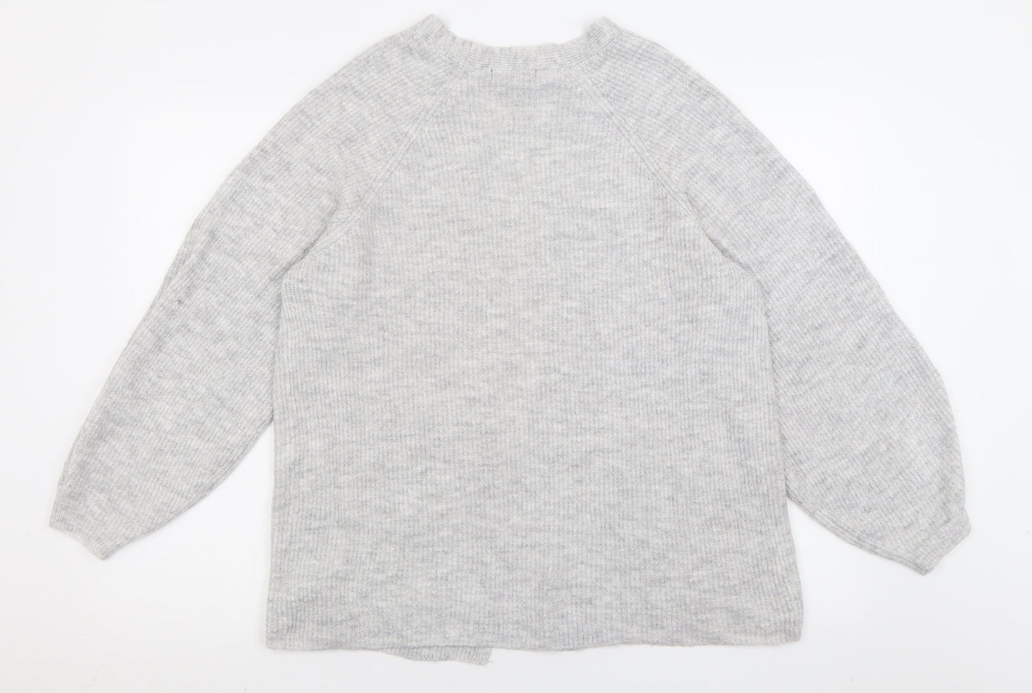 F&F Womens Grey V-Neck  Acrylic Cardigan Jumper Size 8