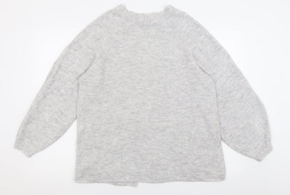 F&F Womens Grey V-Neck  Acrylic Cardigan Jumper Size 8