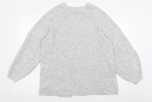 F&F Womens Grey V-Neck  Acrylic Cardigan Jumper Size 8