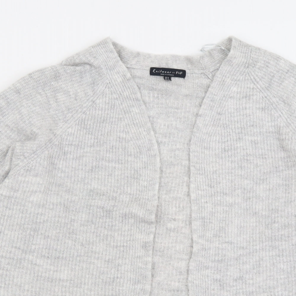 F&F Womens Grey V-Neck  Acrylic Cardigan Jumper Size 8