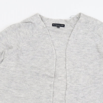 F&F Womens Grey V-Neck  Acrylic Cardigan Jumper Size 8