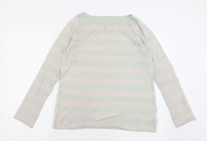 Gap Womens Green Boat Neck Striped Wool Pullover Jumper Size S