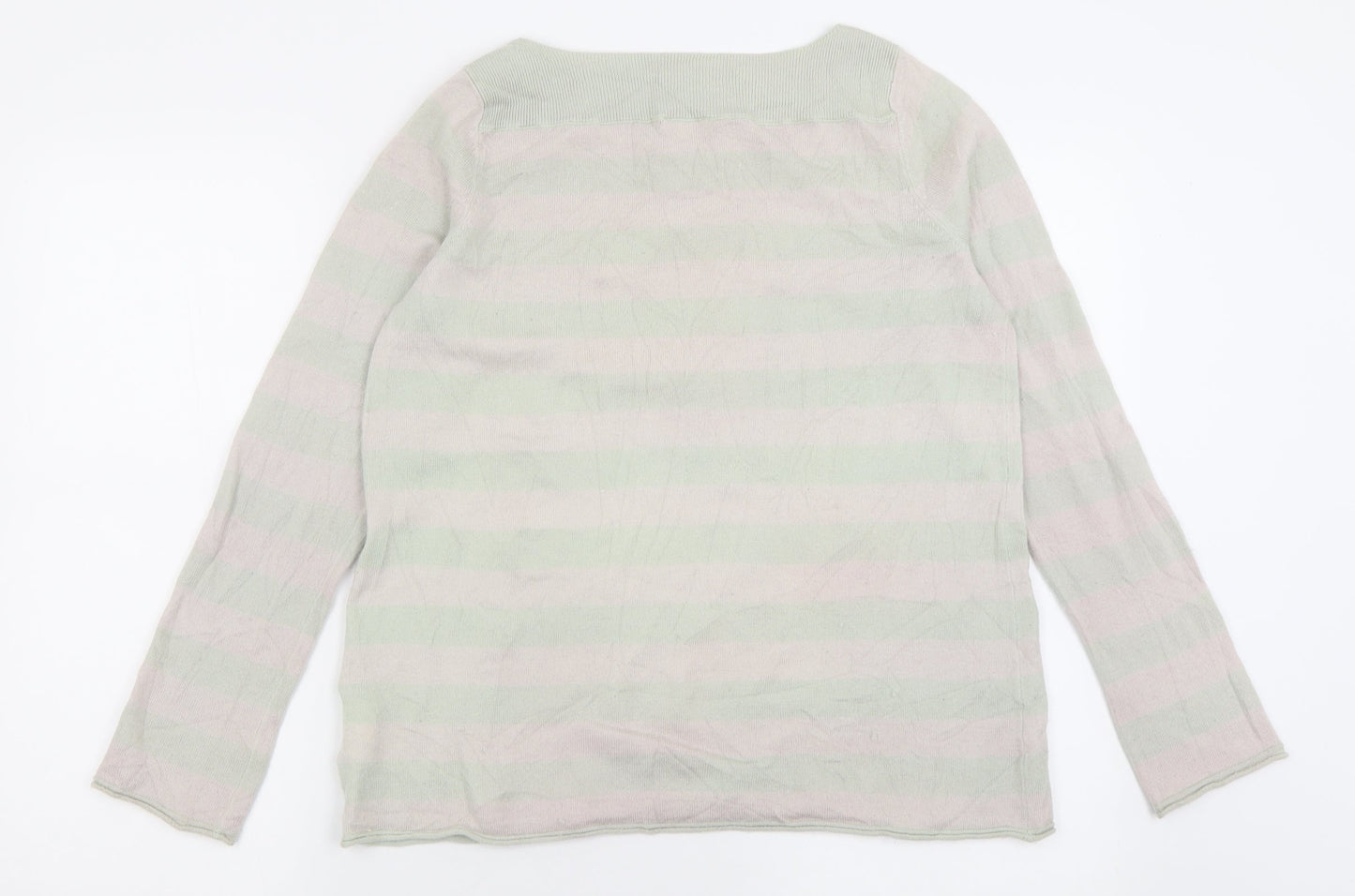 Gap Womens Green Boat Neck Striped Wool Pullover Jumper Size S