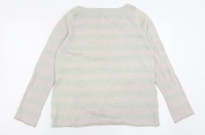 Gap Womens Green Boat Neck Striped Wool Pullover Jumper Size S