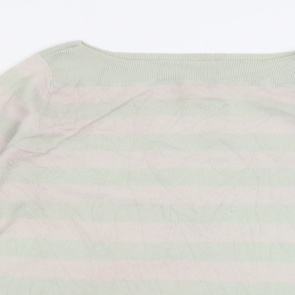 Gap Womens Green Boat Neck Striped Wool Pullover Jumper Size S