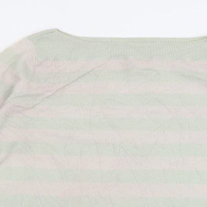 Gap Womens Green Boat Neck Striped Wool Pullover Jumper Size S