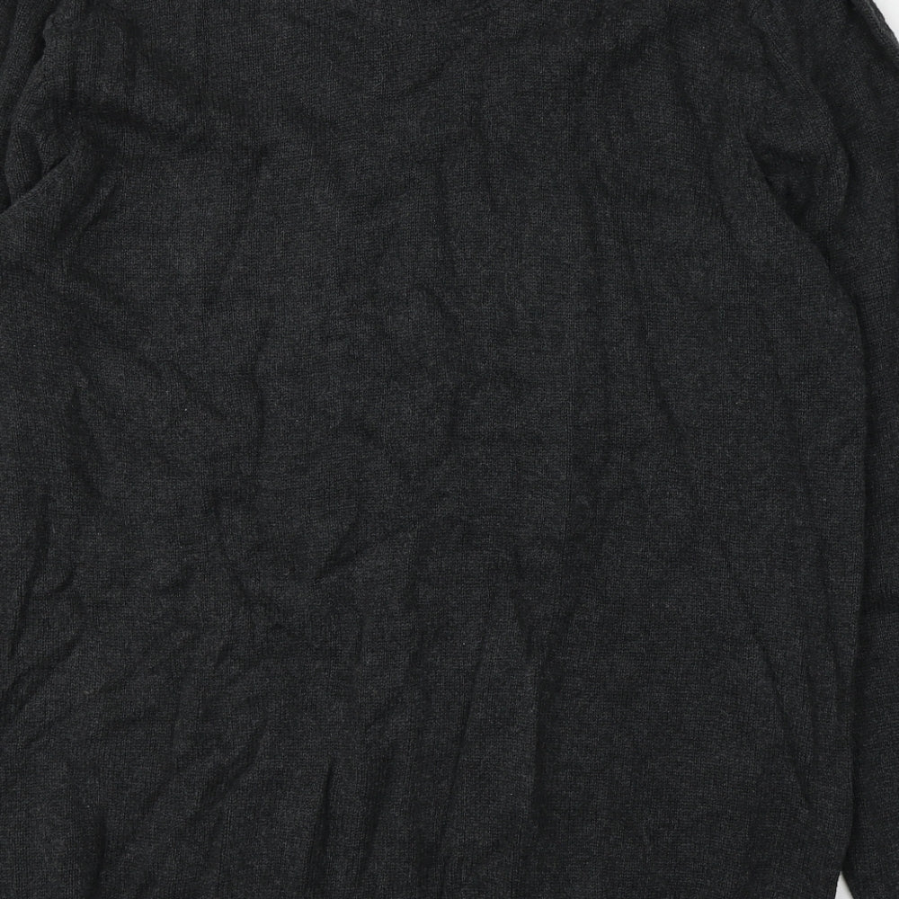 Maine Mens Grey Round Neck  Cotton Pullover Jumper Size M