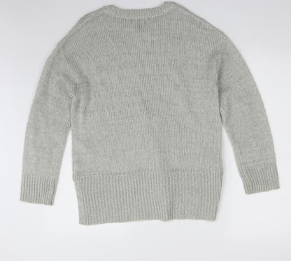 New Look Womens Grey Crew Neck  Acrylic Pullover Jumper Size S