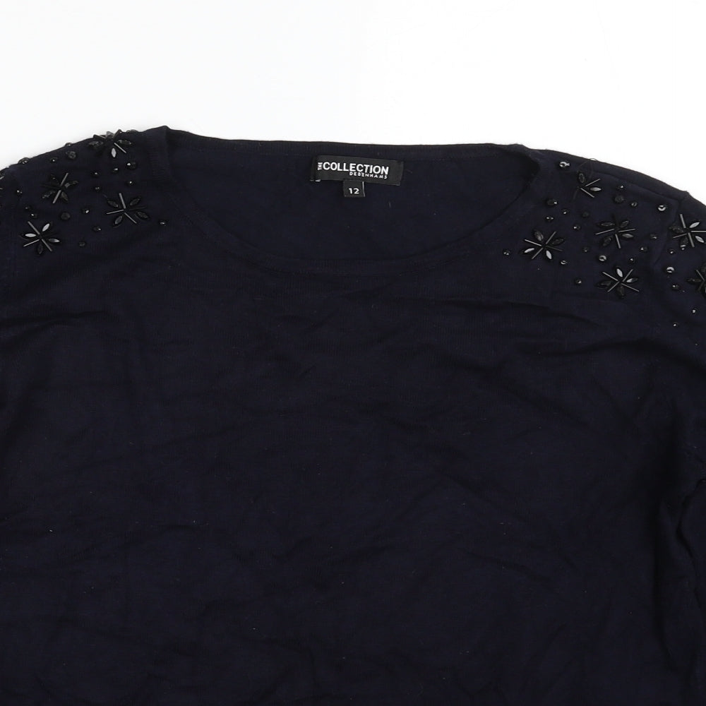 Womens UK Size 12 Debenhams Blue Pullover Jumper