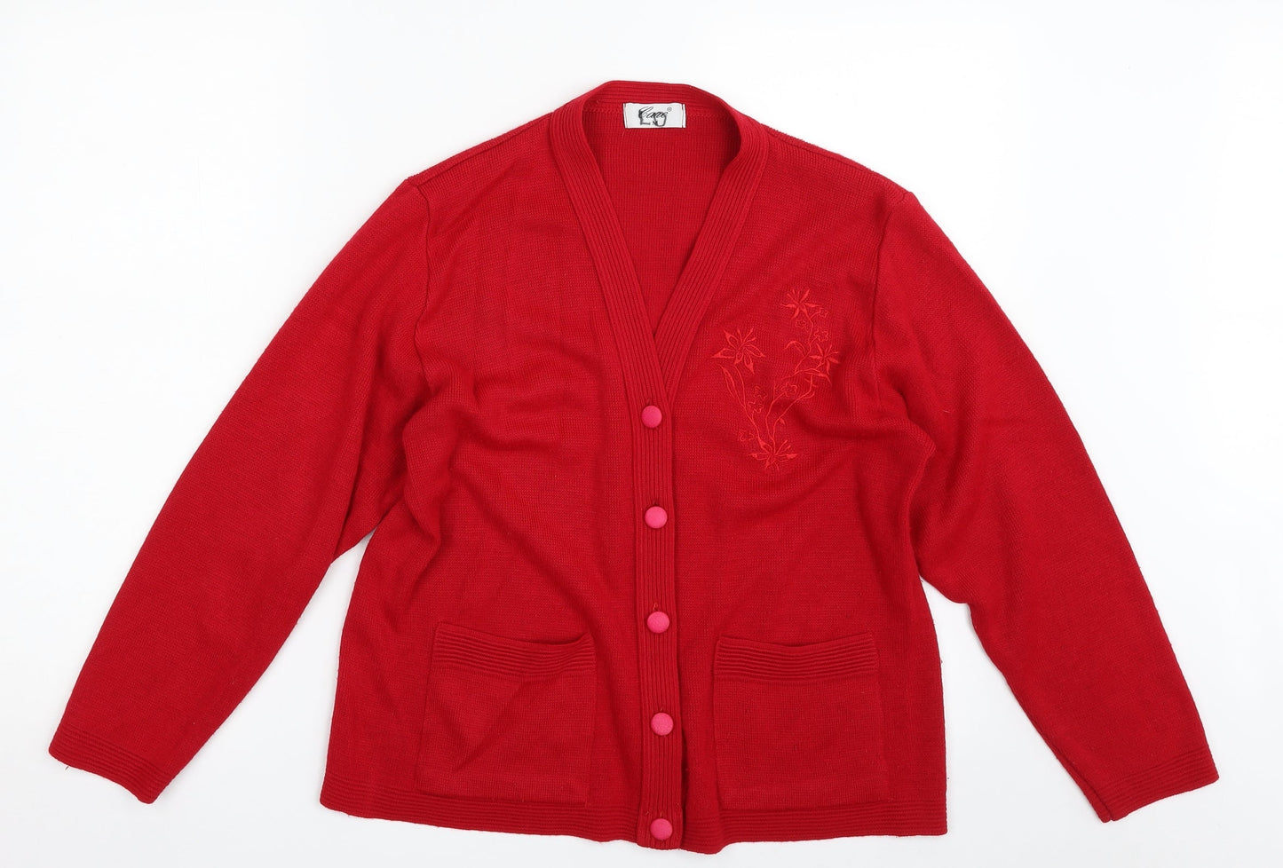 Womens UK Size M Care Red Cardigan Jumper