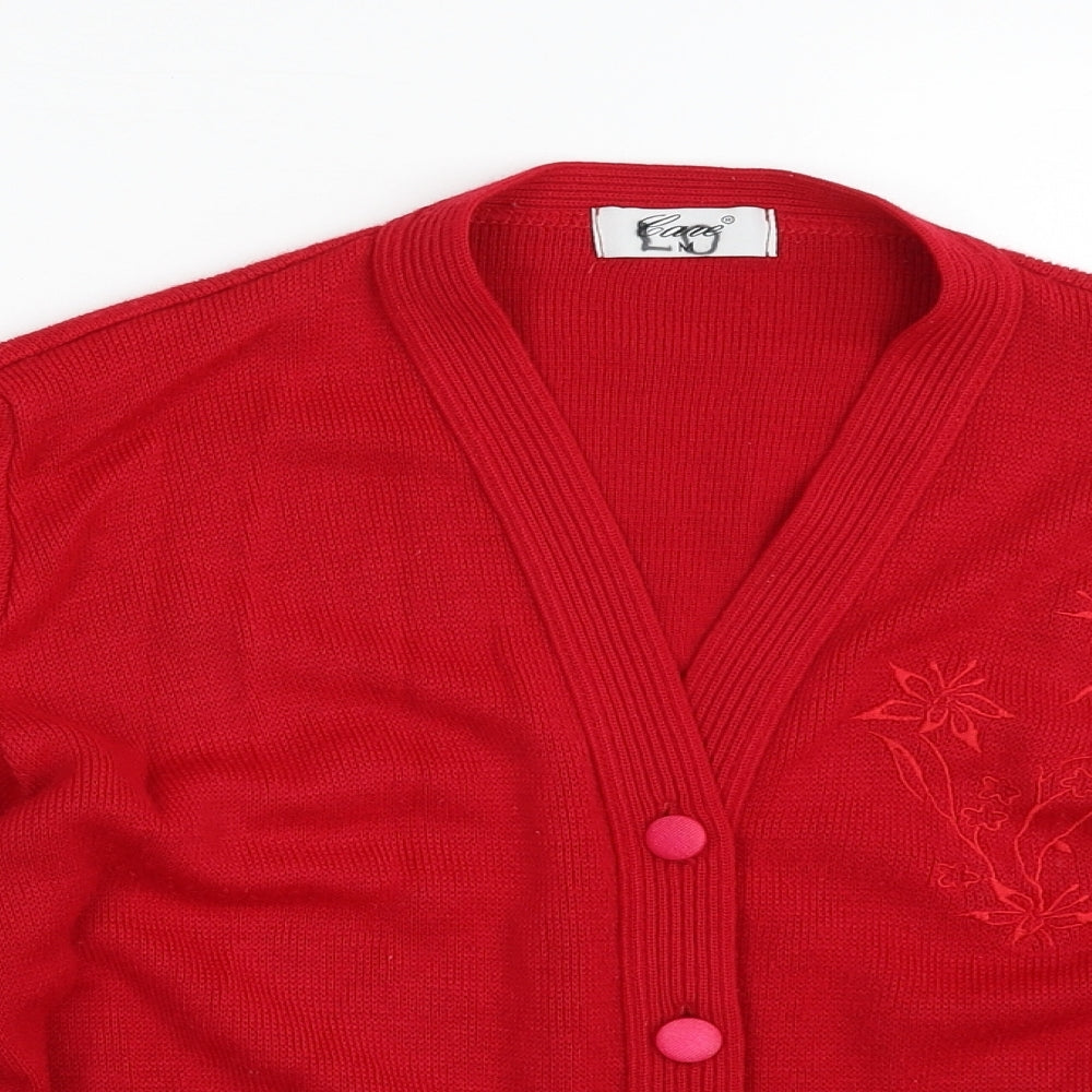 Womens UK Size M Care Red Cardigan Jumper