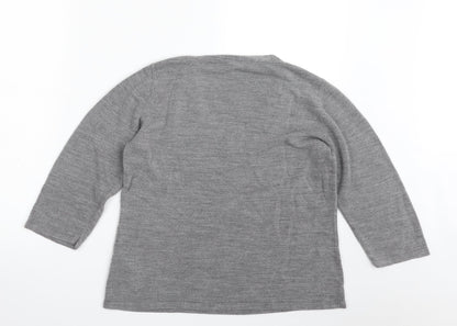 BHS Womens Grey V-Neck  Acrylic Pullover Jumper Size 16