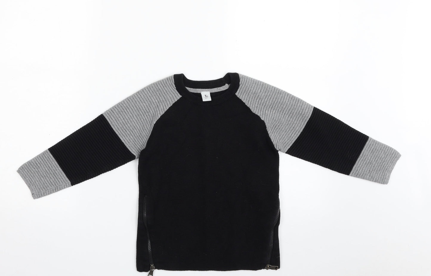 TU Girls Black Crew Neck  100% Cotton Pullover Jumper Size 6 Years  Pullover