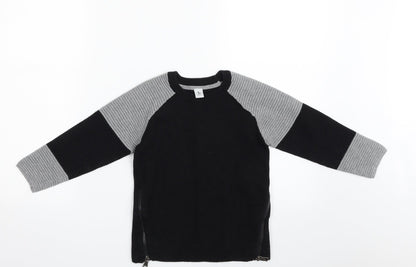 TU Girls Black Crew Neck  100% Cotton Pullover Jumper Size 6 Years  Pullover