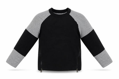 Front view of Tu girls’ black crew neck 100% cotton jumper, size 6, years pullover