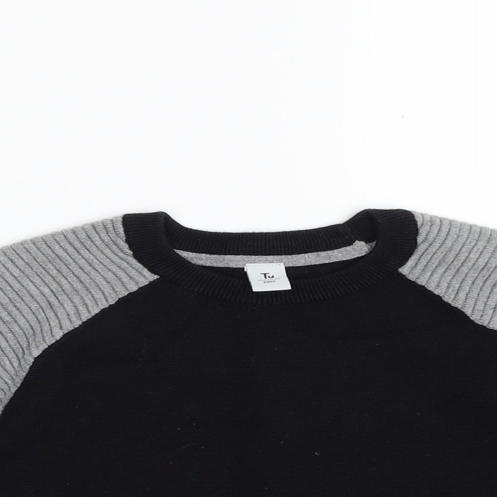 TU Girls Black Crew Neck  100% Cotton Pullover Jumper Size 6 Years  Pullover