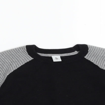 TU Girls Black Crew Neck  100% Cotton Pullover Jumper Size 6 Years  Pullover