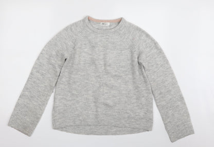 H&M Girls Grey Crew Neck  Acrylic Pullover Jumper Size 10-11 Years