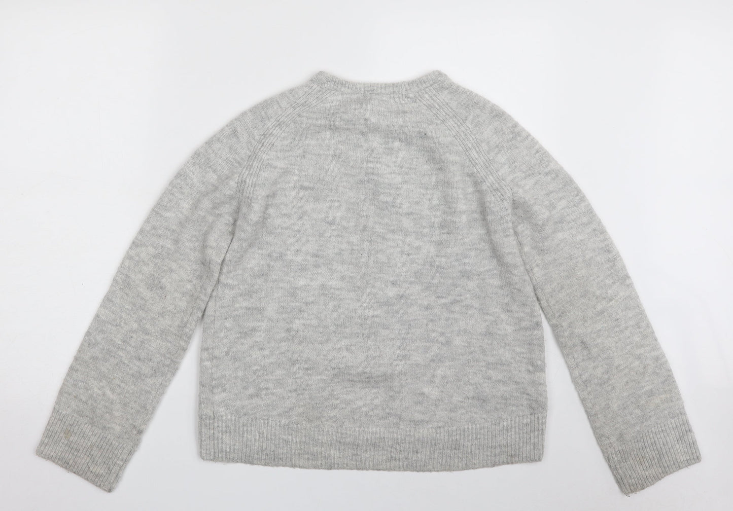 H&M Girls Grey Crew Neck  Acrylic Pullover Jumper Size 10-11 Years