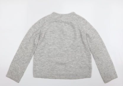 H&M Girls Grey Crew Neck  Acrylic Pullover Jumper Size 10-11 Years