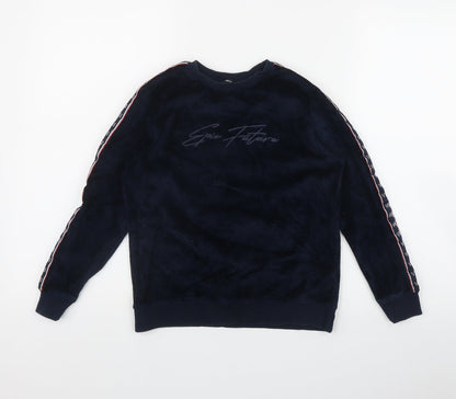 Additional front view of George boys’ blue polyester pullover sweatshirt, size 8-9, years - 'epic future'